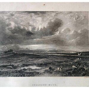 1844 Culloden Moor Landscape Engraving Victorian Scottish Goats Scotland DWSS18